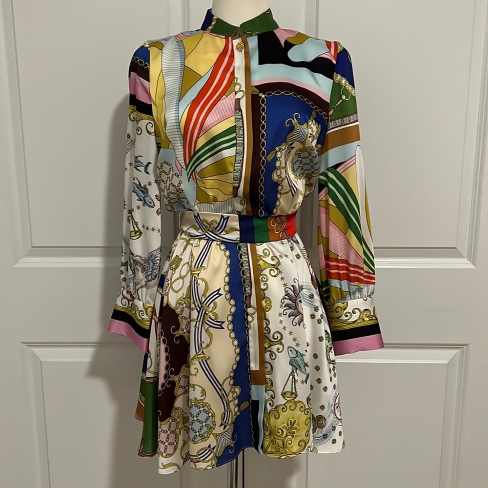 Zara Zodiac Printed Shirt Dress